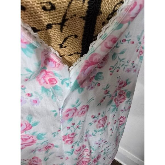 Vintage Dainty Pink Floral Bloomcore Botanical Night Gown House Dress - Picture 4 of 11